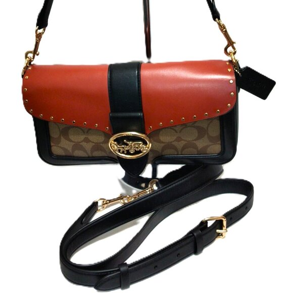 LIKE NEW COACH GEORGIE BAG WITH RIVETS GORGEOUS - Picture 2 of 12